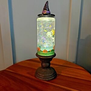 Halloween Lighted Glitter Water Globe Candle Lantern Witch Ghost Pumpkin F/W